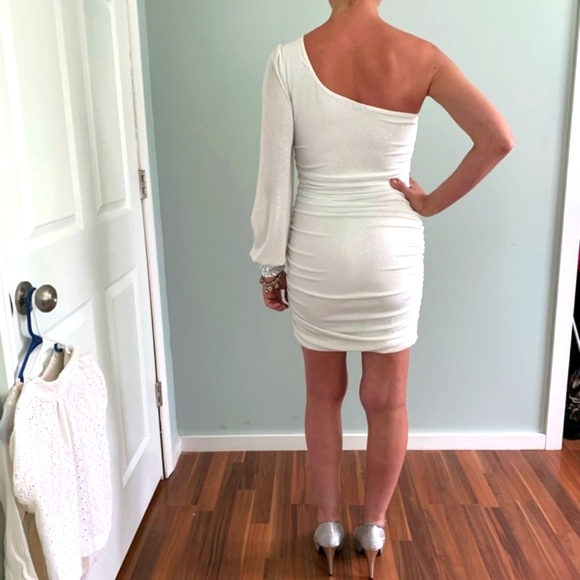 Deb White One Sleeve Dress with Jewels - Picture 4 of 8